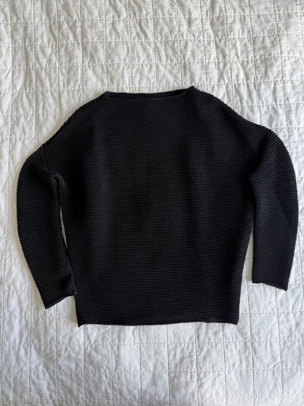 Sarah Pacini Black Ribbed Knit Top One Size